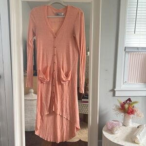 Free People Beach Peach Long Lightweight Cotton Cardigan